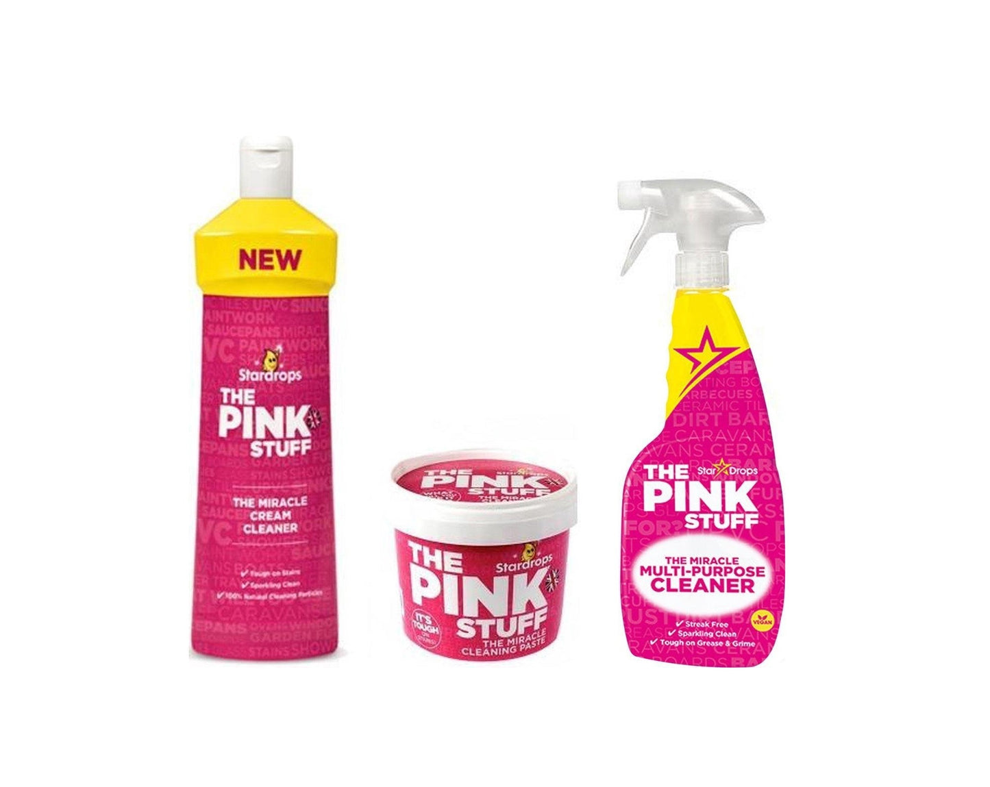 Stardrops The Pink Stuff Bundle - Crème nettoyante 500 ml + Schoonmaakpasta 500 grammes + Multi Reinigingsspray 750ml