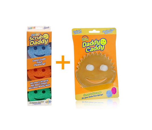 Scrub Daddy + Support - Éponge 3 Couleurs - Daddy Caddy